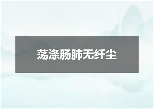 荡涤肠肺无纤尘