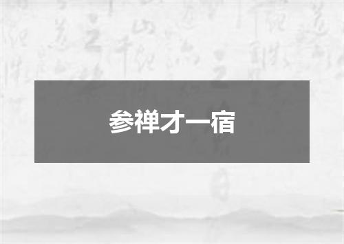 参禅才一宿