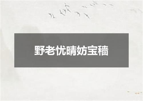 野老忧晴妨宝穑