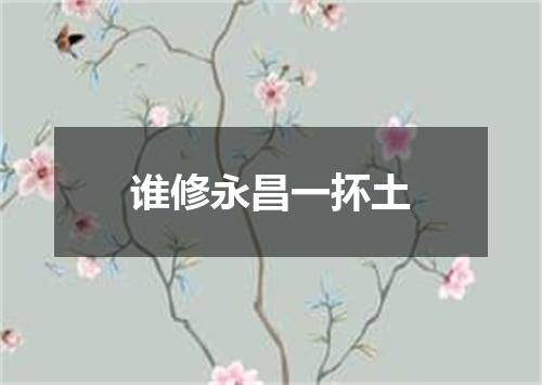 谁修永昌一抔土