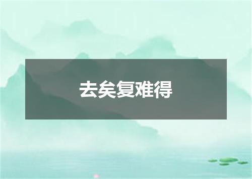 去矣复难得