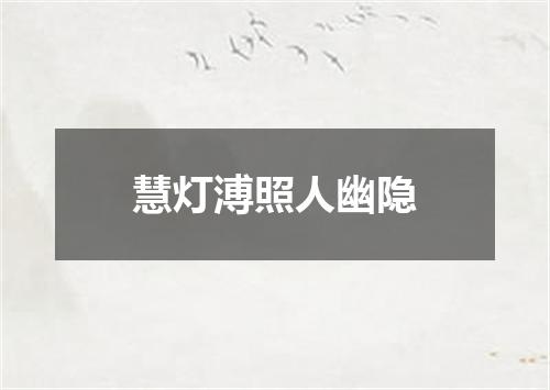 慧灯溥照人幽隐