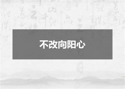 不改向阳心