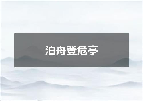 泊舟登危亭