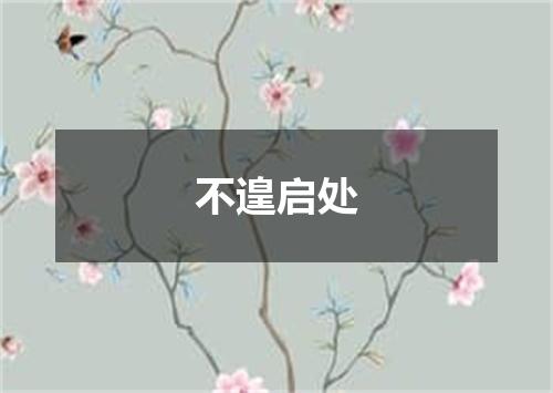 不遑启处