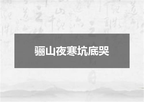 骊山夜寒坑底哭