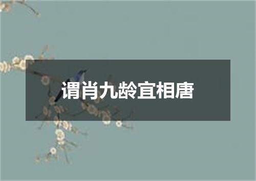 谓肖九龄宜相唐