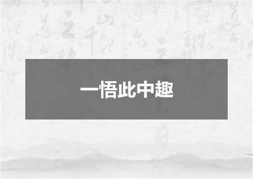 一悟此中趣