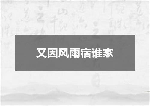 又因风雨宿谁家