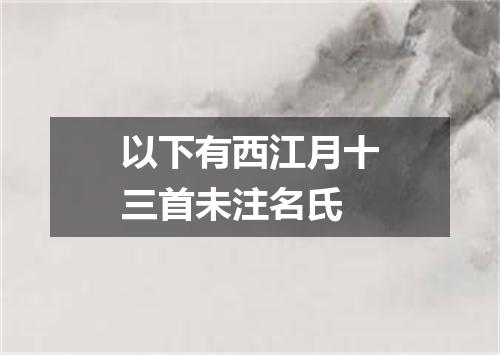 以下有西江月十三首未注名氏