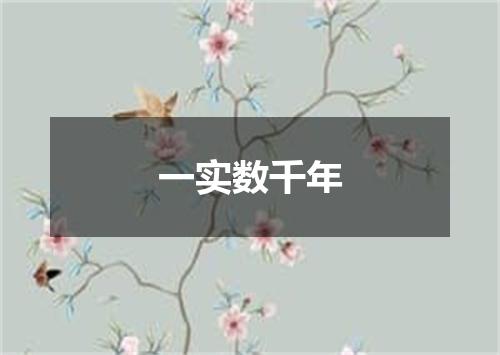 一实数千年