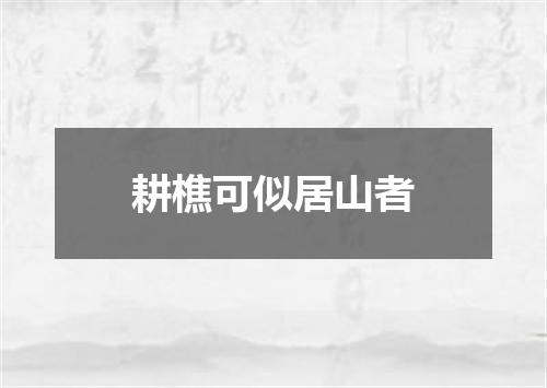 耕樵可似居山者