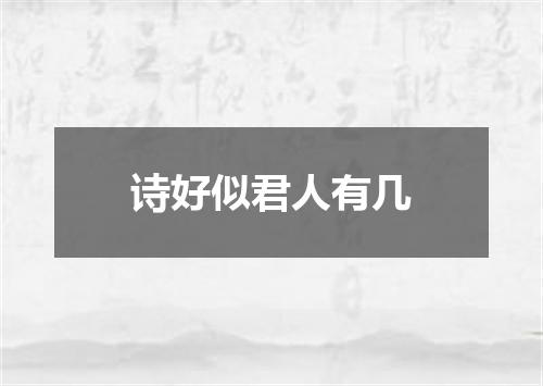 诗好似君人有几