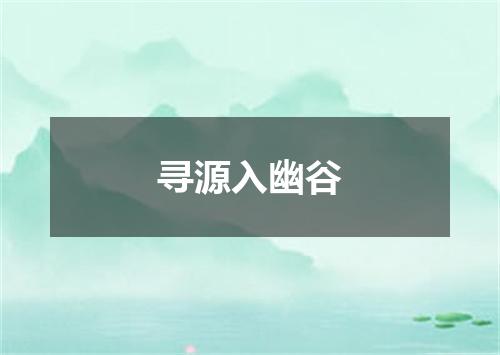 寻源入幽谷