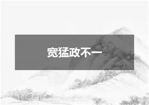 宽猛政不一