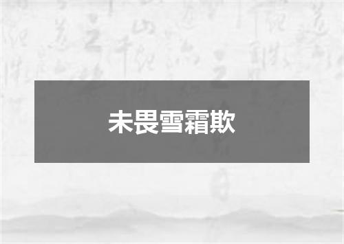 未畏雪霜欺