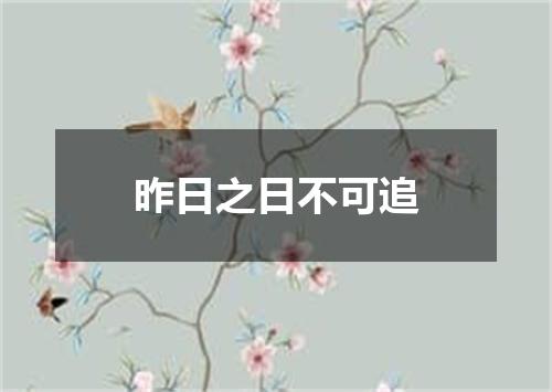 昨日之日不可追