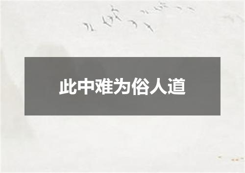 此中难为俗人道