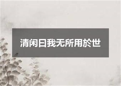 清闲曰我无所用於世
