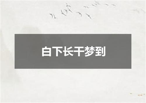 白下长干梦到