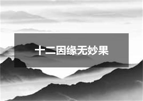 十二因缘无妙果