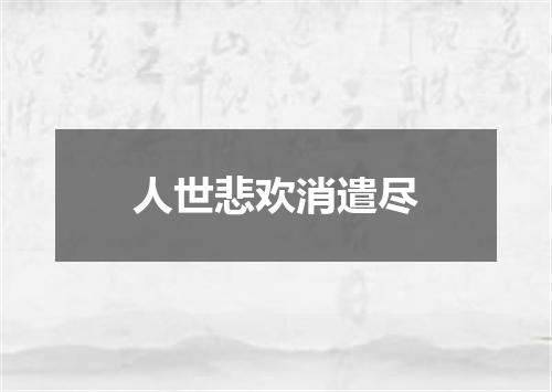 人世悲欢消遣尽