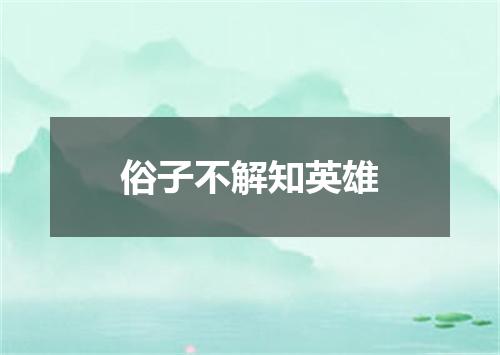 俗子不解知英雄