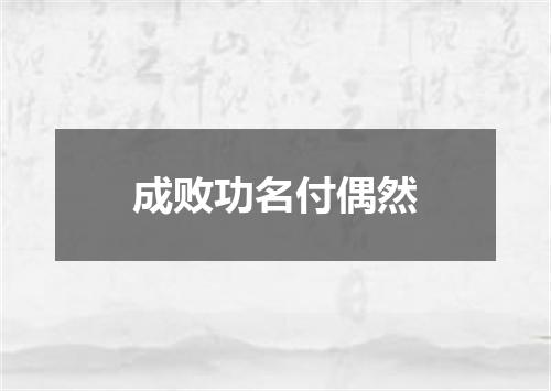 成败功名付偶然