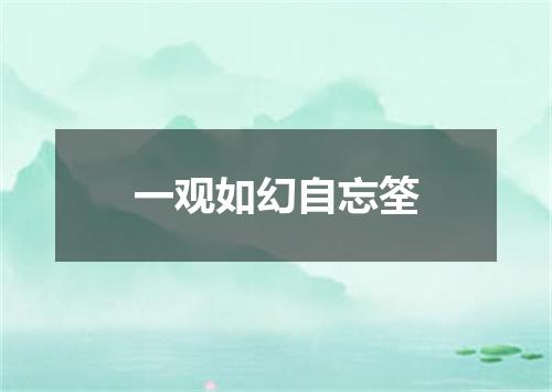 一观如幻自忘筌