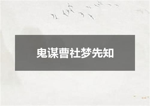 鬼谋曹社梦先知