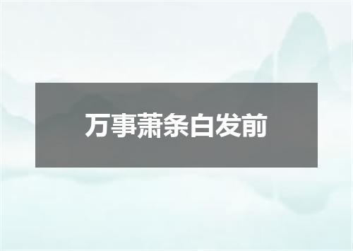 万事萧条白发前