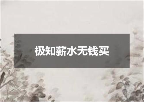 极知薪水无钱买