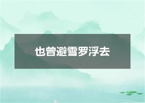 也曾避雪罗浮去