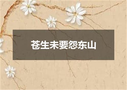 苍生未要怨东山