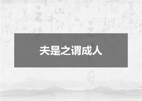 夫是之谓成人