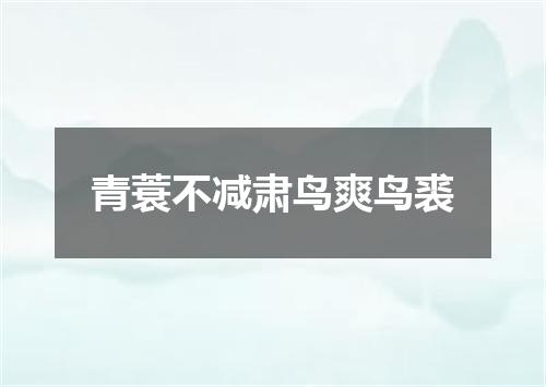 青蓑不减肃鸟爽鸟裘