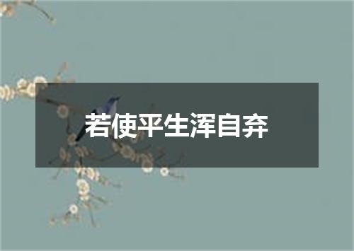 若使平生浑自弃