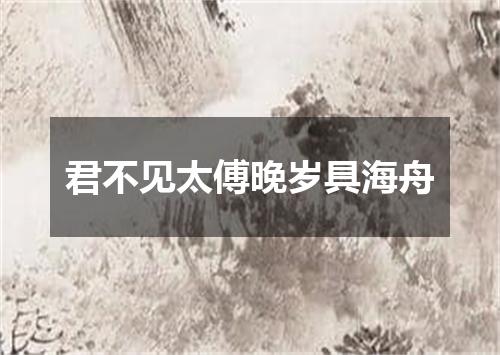 君不见太傅晚岁具海舟
