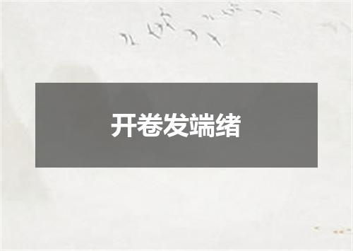 开卷发端绪