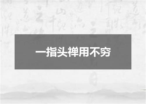 一指头禅用不穷