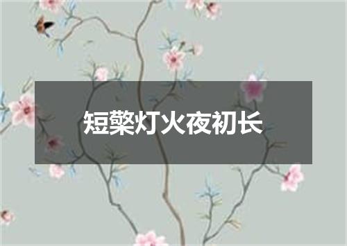 短檠灯火夜初长