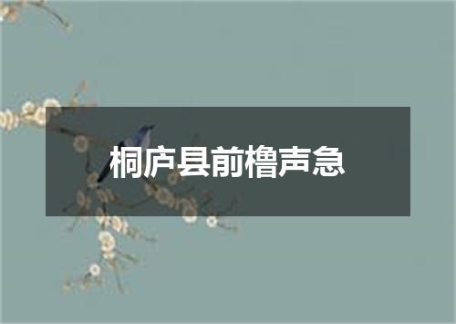 桐庐县前橹声急
