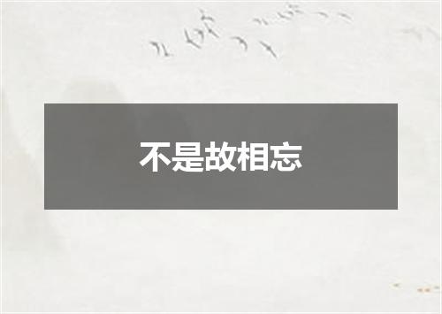 不是故相忘