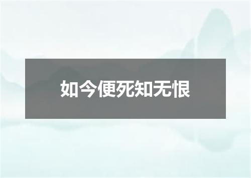 如今便死知无恨
