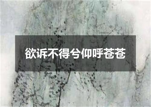欲诉不得兮仰呼苍苍