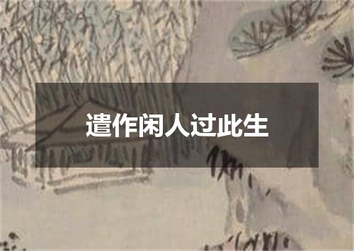 遣作闲人过此生