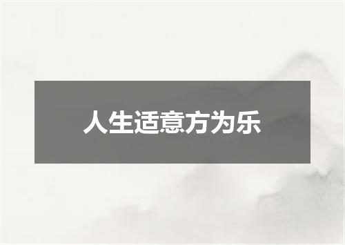 人生适意方为乐