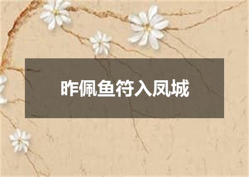 昨佩鱼符入凤城