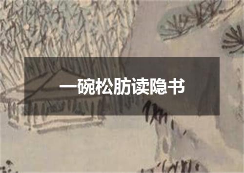 一碗松肪读隐书