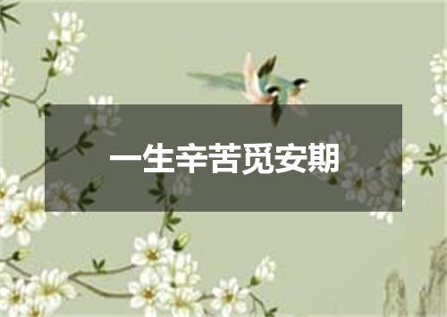 一生辛苦觅安期
